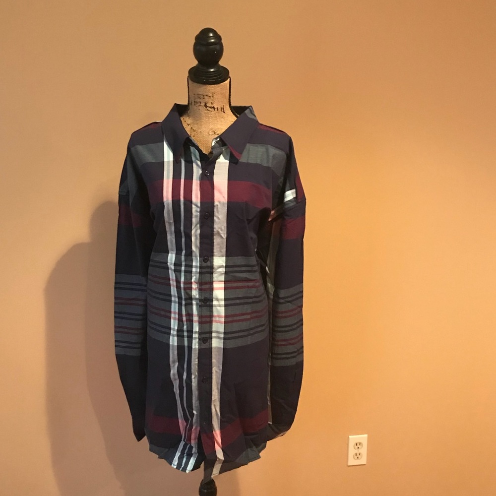 Men’s plaid cotton button up shirt size 5XB